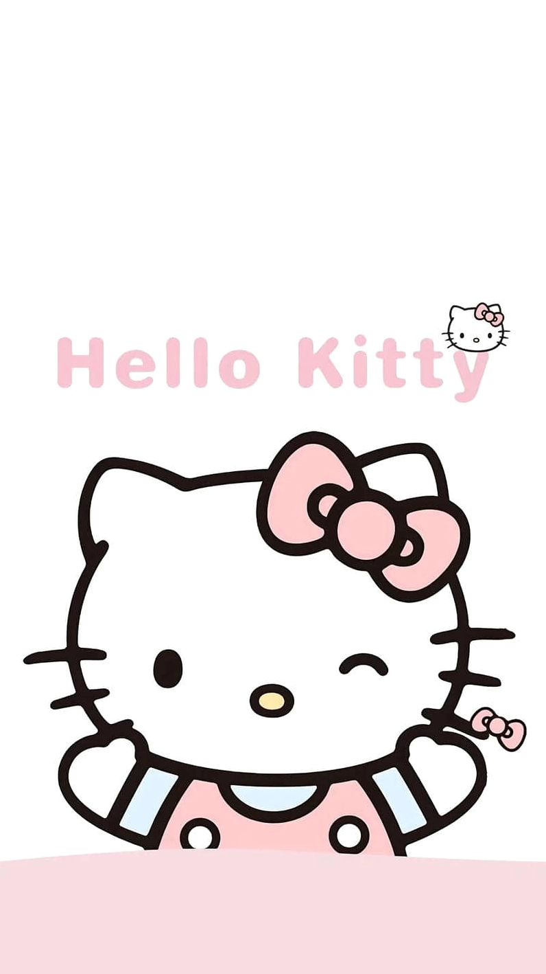 Ảnh Hello Kitty toàn thân làm hình nền với biểu cảm vui vẻ
