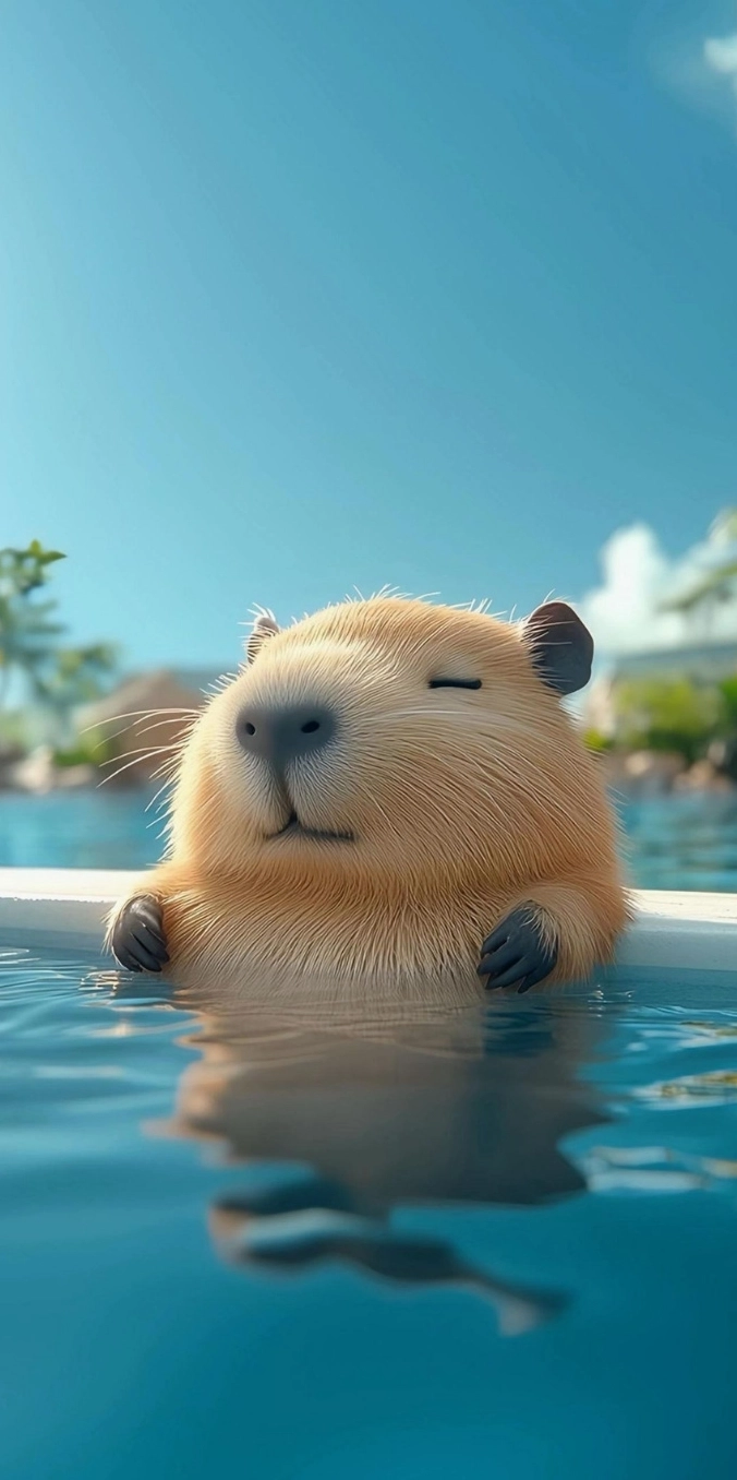 Ảnh nền capybara đang ngâm mình trong suối nước nóng
