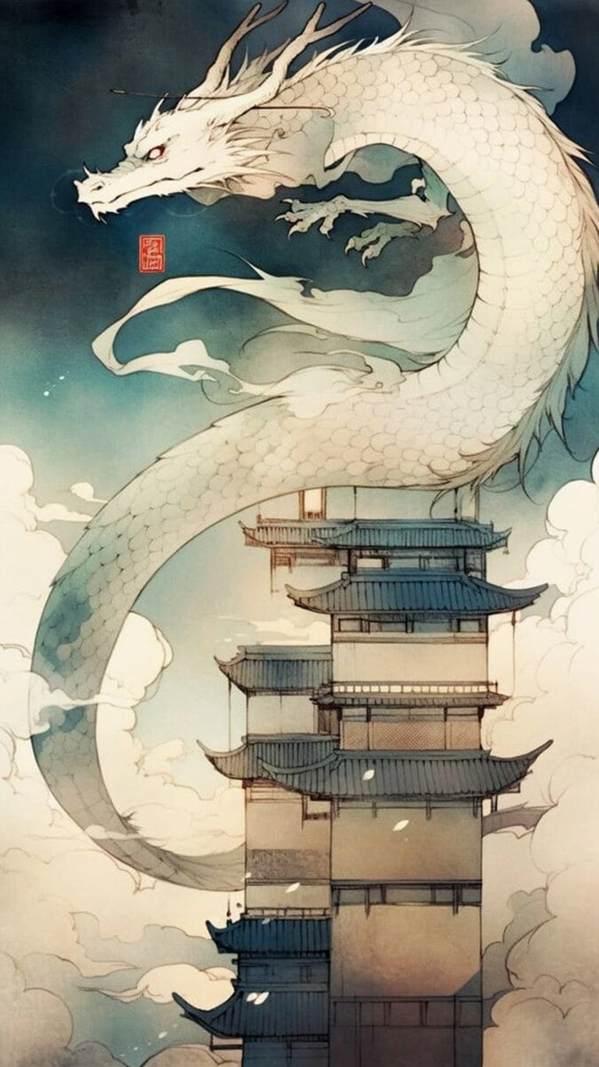Ảnh nền rồng cho điện thoại đang bay lượn trên bầu trời đêm đầy sao.