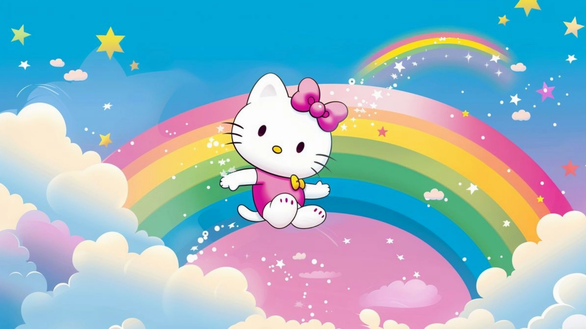 Background Hello Kitty với họa tiết chiếc nơ đặc trưng trên nền hồng