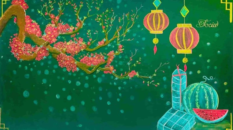 Bảng trang trí Tết với phong cách hiện đại và trẻ trung