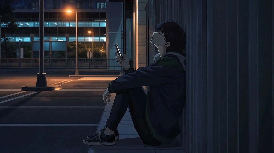 Hình nền anime động một cậu bé đang đứng giữa khung cảnh thiên nhiên hùng vĩ.