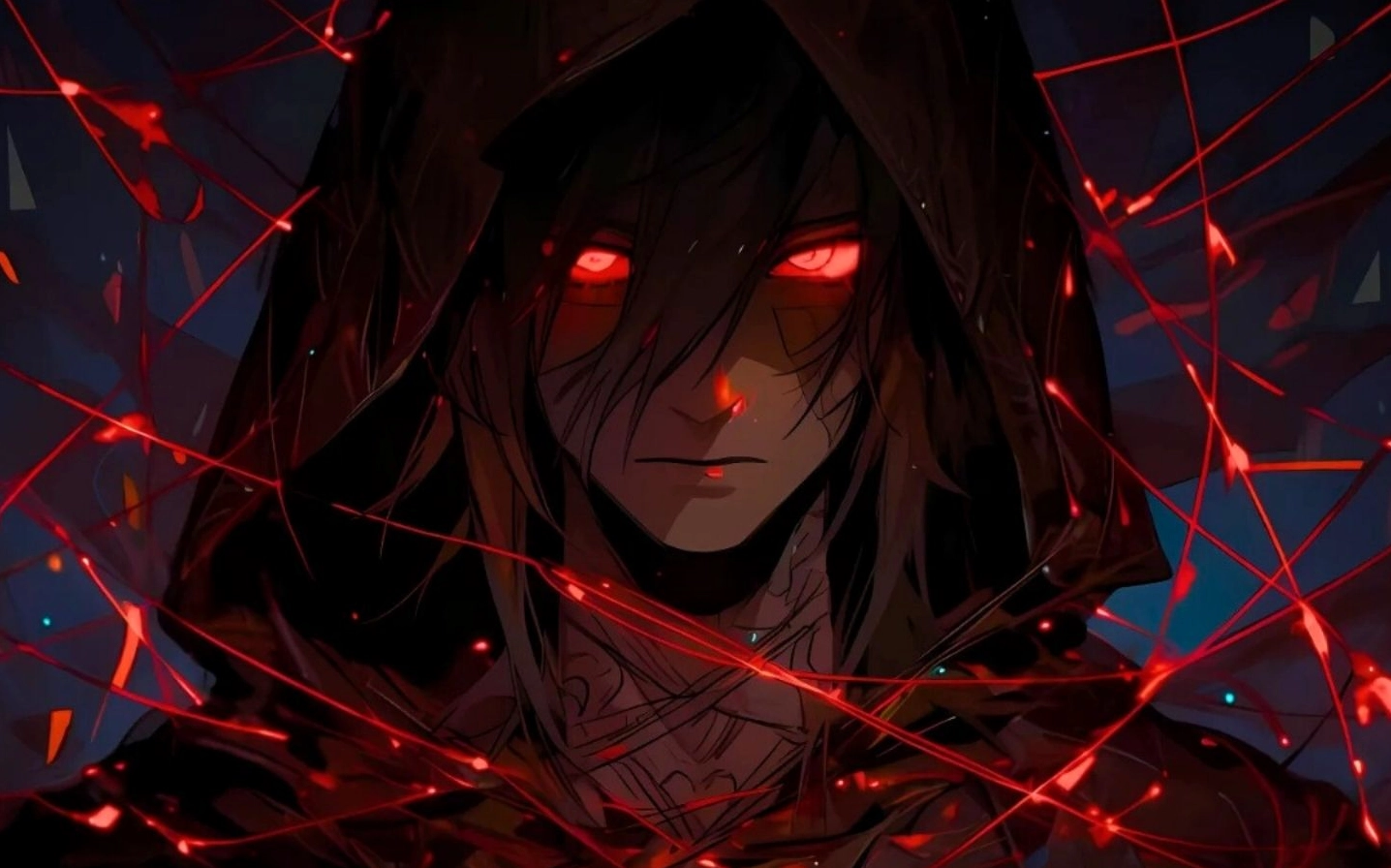 Hình nền anime ma mị với nhân vật có đôi mắt bí ẩn và lạnh lùng.