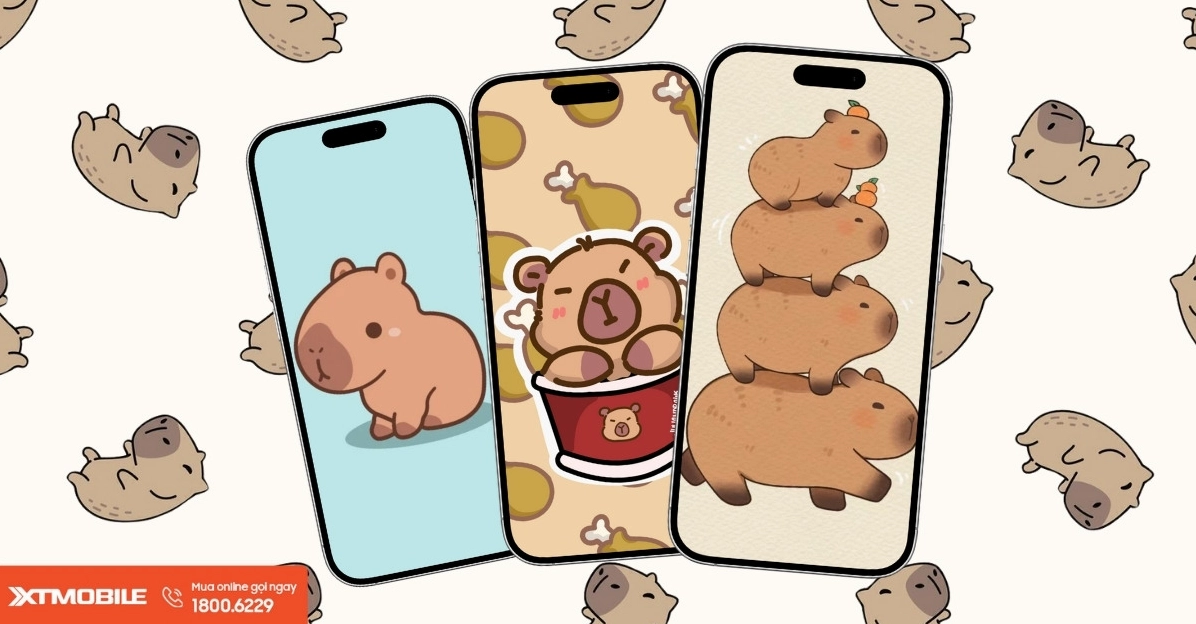 Hình nền capybara nổi bật trên nền xanh lá cây tươi mát