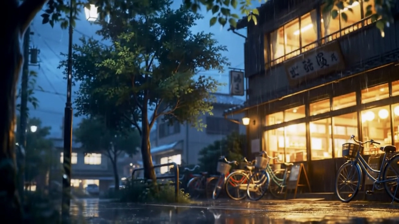 Hình nền động anime về một con phố Tokyo lung linh ánh đèn neon và dòng người qua lại vào ban đêm.