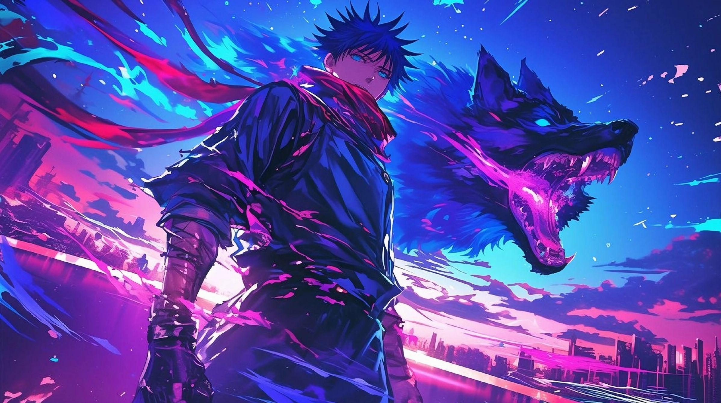 Hình nền nhân vật anime nam ngầu với mái tóc trắng và ánh mắt sắc lẹm