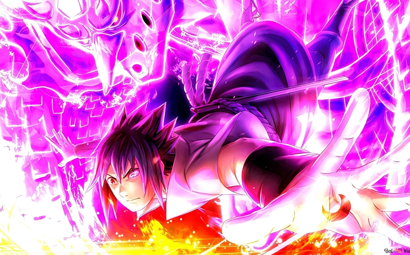 Hình nền Sasuke ở phiên bản sức mạnh tối thượng, ánh mắt lạnh lùng.