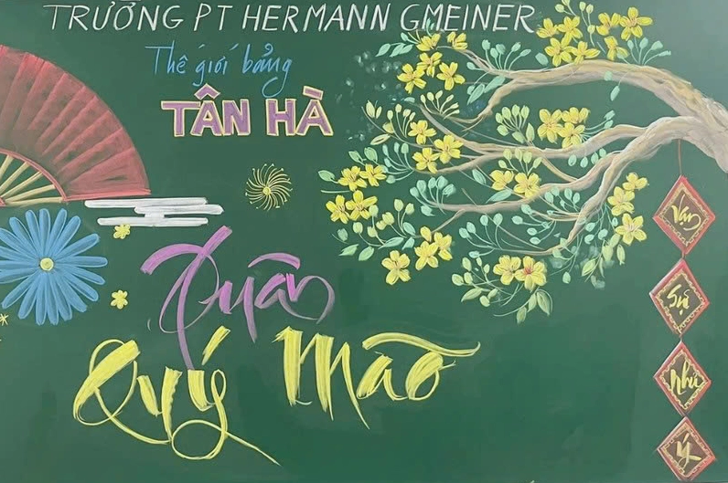 Mẫu trang trí bảng Tết đơn giản với hình ảnh các con giáp theo từng năm