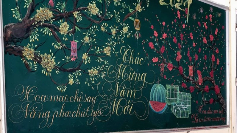 Ý tưởng trang trí bảng Tết theo chủ đề những câu chuyện cổ tích